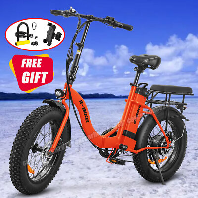 #ad Axiniu 20quot; Electric Folding Fat Tire Mountain Snow Beach Bike Bicycle Lock 2024 $679.99