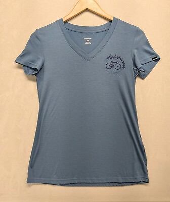 #ad Garneau Shirt Women#x27;s Small Blue V Neck Short Sleeve Bike quot;Find Your Roadquot; Tee $7.22