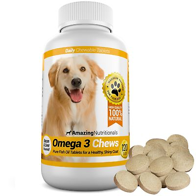 Amazing Omega 3 for Dogs Shiny Coat Less Itching Tasty Bacon Flavored Chews $24.47