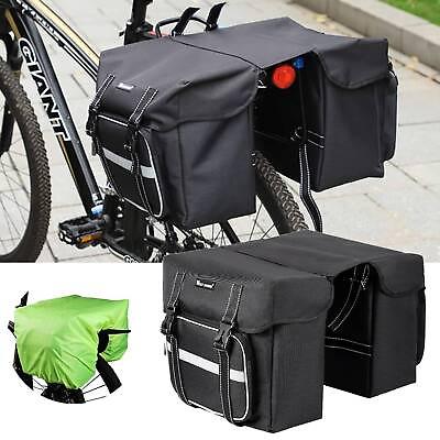 #ad Bike Double Pannier Bag Waterproof Bicycle Rear Rack Seat Pack Trunk Storage Bag $27.54