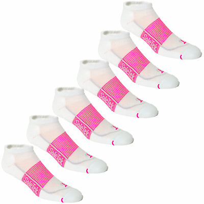 #ad 6 Pair Pack SoleTek Cool Running Lite Cushion Sock Wht Pink Made In The USA $24.99