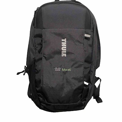 #ad Thule Enroute 18 Backpack Black Canvas Padded Laptop Rucksack Mens Bag LOGO $59.99