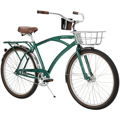 #ad #ad Huffy Sanford Men#x27;s 26 Inch Cruiser Bike Green With Basket amp; Rear Rack $203.00