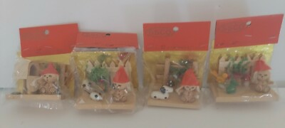 Vintage SSCO Made In Taiwan Wooden stand up display Mice Dog Ducks $15.00