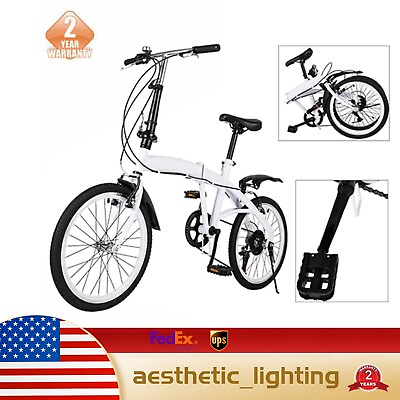 #ad 6 Speed Folding City Bike Bicycle 20 inch Folding Bicycle for Adults City Bike $194.25