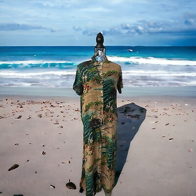 #ad Citron Vintage Dress Medium Rayon Hawaiian Tropical Beach Cruise Vacation Set 2 $135.00