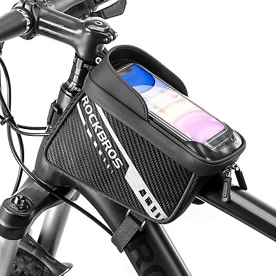 #ad #ad Road Bike Front Frame Bag Bicycle Top Tube Handlebar Double Zipper Phone Bags $18.99