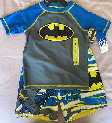 #ad Batman boys swimsuit Rash Guard Bathing suit Batman Kids 3Pc Swim Set UPF 50 $19.99