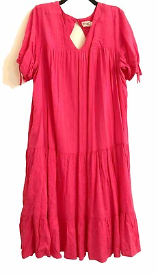 #ad #ad Women 1x 16 18 Pink Dress Long Gauzy 59% Cotton Beach Cruise Coverup Popover $18.99