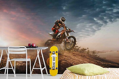 #ad 3D Extreme Sports Motorcycle Wall Murals Wallpaper Murals Wall Sticker AU $199.99