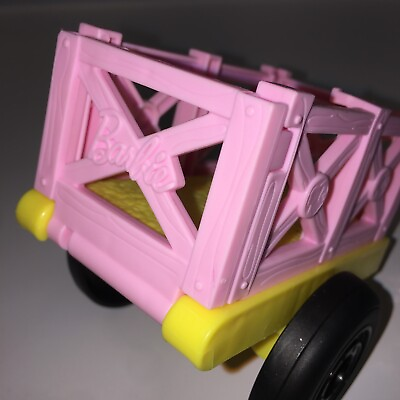 #ad Barbie Car Trailer 2017 Mattel Pink And Yellow Plastic Loose $15.75