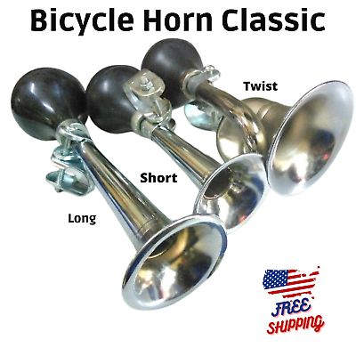 #ad #ad Bicycle Bike Weather Resistant Silver Metal Air Horn Classic Rubber Squeeze New $51.99