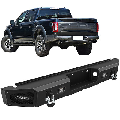 #ad For 2018 2020 Ford F150 Full Rear Bumper w LED Lights amp;D Rings Replacement Steel $426.45