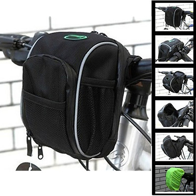 #ad New Cycling Bags Bike Bicycle Handlebar Bag Front Bag Black With Rain Cover $12.59