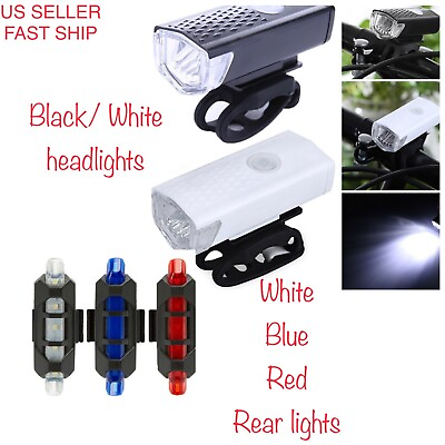 #ad #ad USB Rechargeable LED Bicycle Headlight Bike Head Light Front Rear Lamp Cycling $9.89