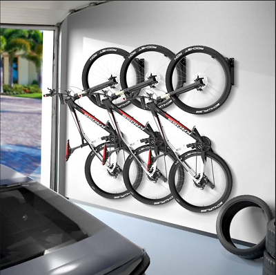 #ad 2Pcs Black Wall Mount Swivel Bike Rack Swing 90Degrees Vertical Bike Hanger Hook $28.36