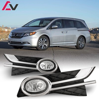 #ad 2014 2017 For Honda Odyssey Clear Lens Pair Fog Lights LampsWiringSwitch Kit $67.99