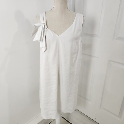 #ad Alex Marie Dress Womens Medium White Linen Blend Short Costal Beach Cruise New $24.97