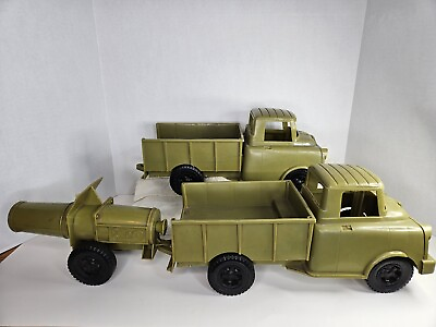 #ad quot; Ideal Toys quot; US Army Transport Trucks amp; Cannon Vintage 1950s Lot of 3 pieces $75.00
