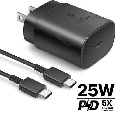 25W Type C USB C Cable Super Fast Wall PD Charger For Samsung Galaxy S20 S21 S22 $8.99