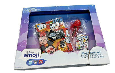 #ad Disney Mickey amp; Friends Emoji Stationary Set Pen Notebook and Diary Lock amp; Key $16.49