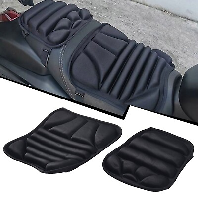#ad 2Pcs Motorcycle For Seat Cushion Set Gel Cover Pad Universal Pressure Relief $16.73