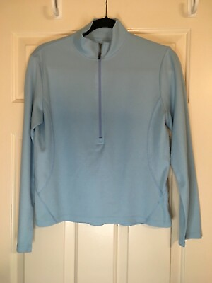 #ad REI 3 4 Zip Blue Long Sleeve Pullover Size M Lower Left Side Zip Pocket $19.95
