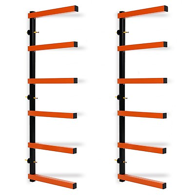 Lumber Wood Storage Metal Rack with 6 Level Wall Mount – Orange Organizer $42.50