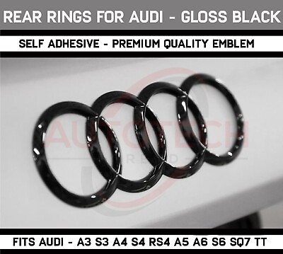 #ad #ad AUDI Gloss Black Rear Trunk Lid Rings Badge Logo Emblem for A1 A3 A4 S4 A5 S6 A6 $14.99