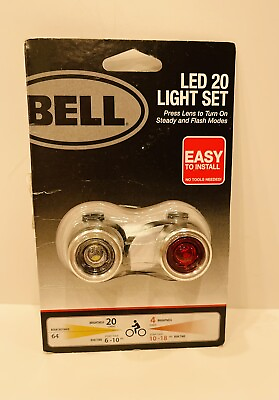 #ad Bell LED 20 Bicycle Bike Light Set Steady And Flash Modes Headlight Taillight $8.22