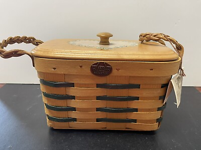 #ad Peterboro Picnic Basket with Wood Lid with Heart Design $25.00