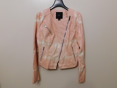 #ad #ad JR458 Skinnygirl Peach Dan Tie Dyed Faux Leather Jacket Size M $64.75