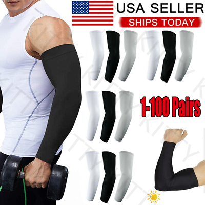 #ad #ad 1 100 SCooling Arm Sleeves Cover UV Sun Protection Outdoor Sports For Men Women $23.49