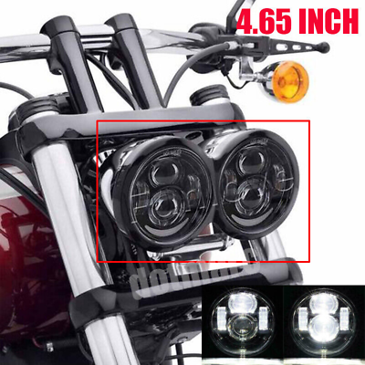 #ad 2PCS 4.65quot; Inch Twin Dual LED Headlights For Harley for Fat Bob Headlamp 2008 15 $70.04