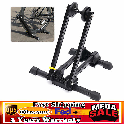 #ad Black Bicycle Bike Floor Outdoor Parking Storage Foldable Stand Display Racks $26.00