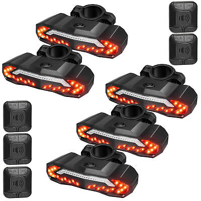 #ad 5×Smart Bike Tail Light Anti Theft Alarm Rechargeable Turn Signal Warning Remote $193.09