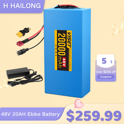 #ad H HAILONG 48V 20AH Electric Bike PVC Case Lithium Battery for 1000W 1200W Motor $259.00