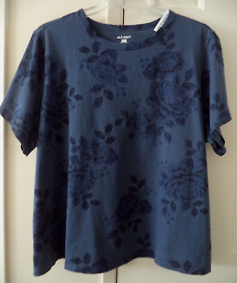 #ad #ad So Pretty Must Have Old Navy Dark Blue on Navy Rose Floral T shirt 16 18 1X XL $21.99