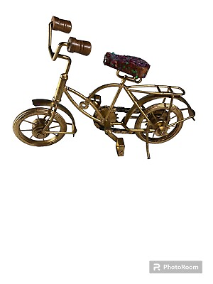 #ad INDUSTRIAL Looking Bicycle Mantle or Shelf Home Decor Metal Bike Wood Seat $25.00
