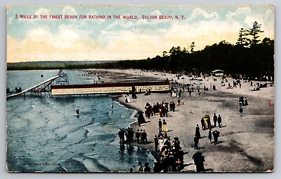 #ad 5 Miles of the Finest Beach for Bathing in the World Sylvan Beach New York 1910 $4.95