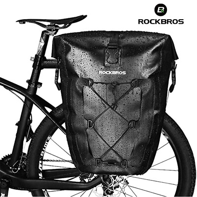 #ad ROCKBROS Bicycle Pannier Bike Bag Rear Rack Bag Waterproof Large Capacity 2Pcs $92.69