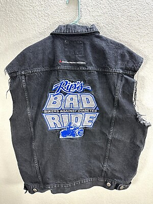 #ad Rips Bad Ride Bikers Against Diabetes Denim Trucker Vest Motorcycle Men#x27;s 2XL $21.72