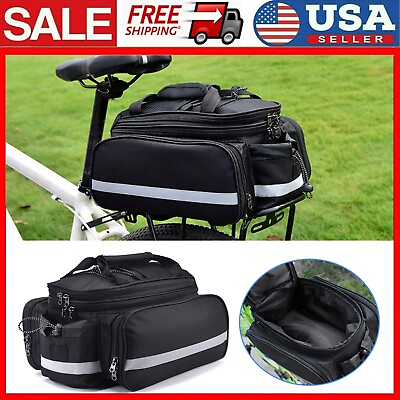 #ad Bicycle Rear Rack Bag Bike Tail Seat Trunk Pack Storage Pouch Handbag Cup Holder $41.40