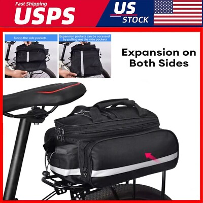 #ad Bicycle Rear Rack Bag Bike Tail Seat Trunk Pack Storage Pouch Handbag Cup Holder $39.33