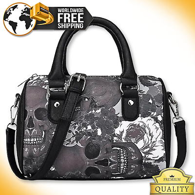 #ad WOMEN BAG Stylish Leather Gothic Skull Girls Y2K Fashion Black Crossbody Handbag AU $105.95
