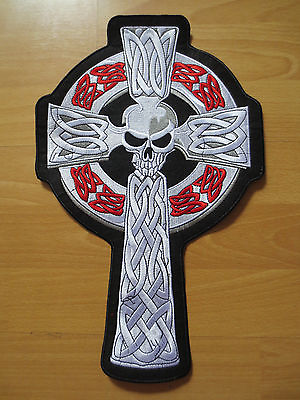 #ad 14.5#x27;#x27; inches large Embroidery Patches Cross Skull for Jacket Back $6.80