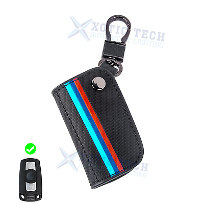 #ad #ad Leather Keychain Key Fob Cover Kit For BMW F30 E90 E60 E70 E87 3 5 6 Series M3 $15.97