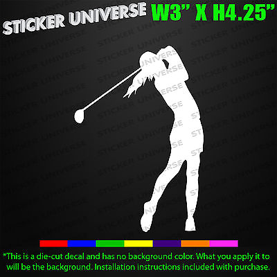 Woman Golfer Backswing Swing Car Window Decal Bumper Sticker Golf Birdie Bogey70 $3.50