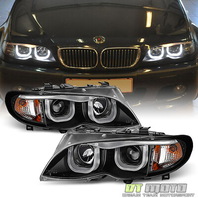 Black 2002 2005 BMW E46 Sedan 3 Series LED 3D Style Halo Projector Headlights $269.99