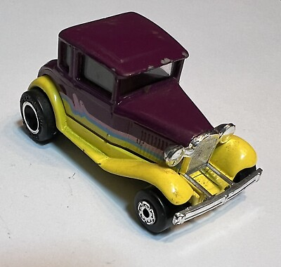 #ad Model A Matchbox Car Ford Superfast 73 Yellow Purple Dark Pink Stripe 1979 VTG $12.99